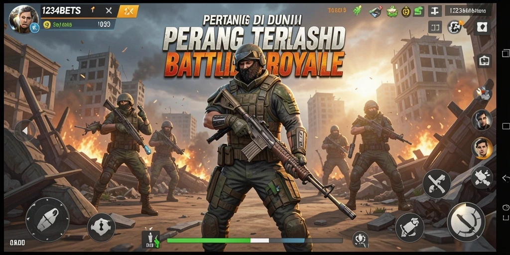 Tampilan gameplay mendebarkan dalam 1234BETS, pertempuran sengit di arena.