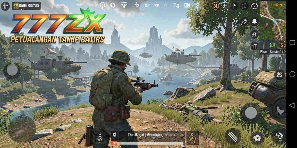 Tangkapan layar utama dari gameplay yang menampilkan eksplorasi dunia terbuka.