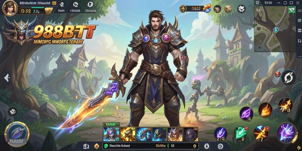 Screenshot gameplay 988BET menunjukkan pertempuran seru dalam dunia MMORPG.