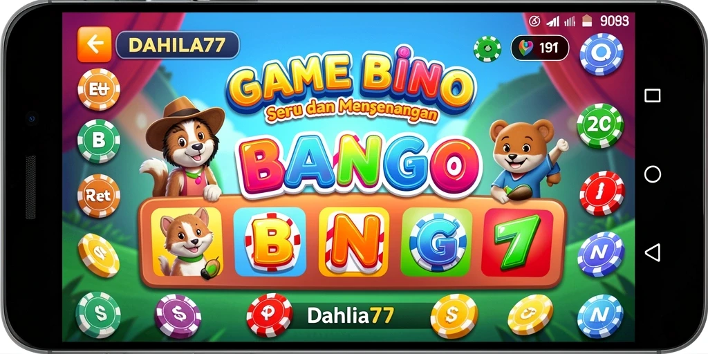 Menampilkan gameplay seru Bingo DAHLIA77 dengan antarmuka menarik.