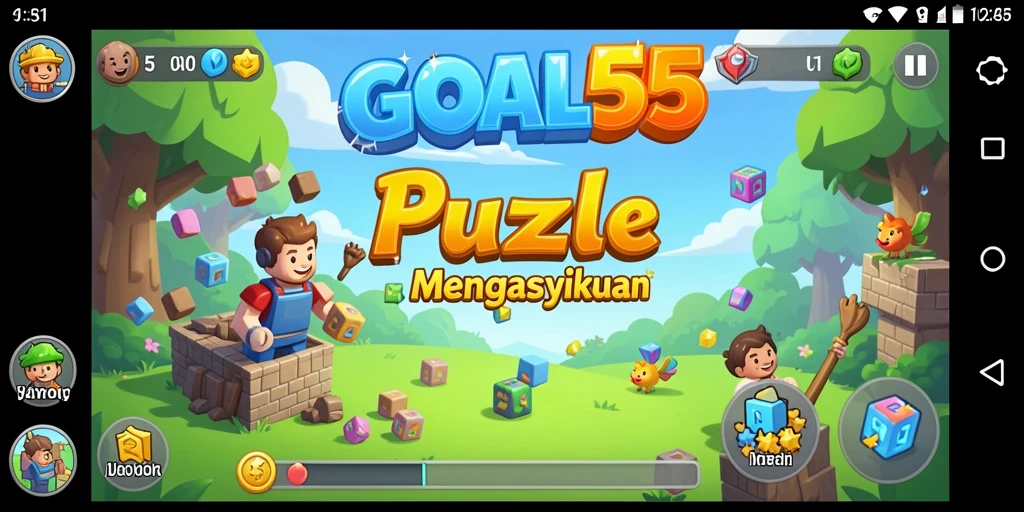 Tampilan gameplay menarik dari GOAL55 yang menunjukkan variasi teka-teki.