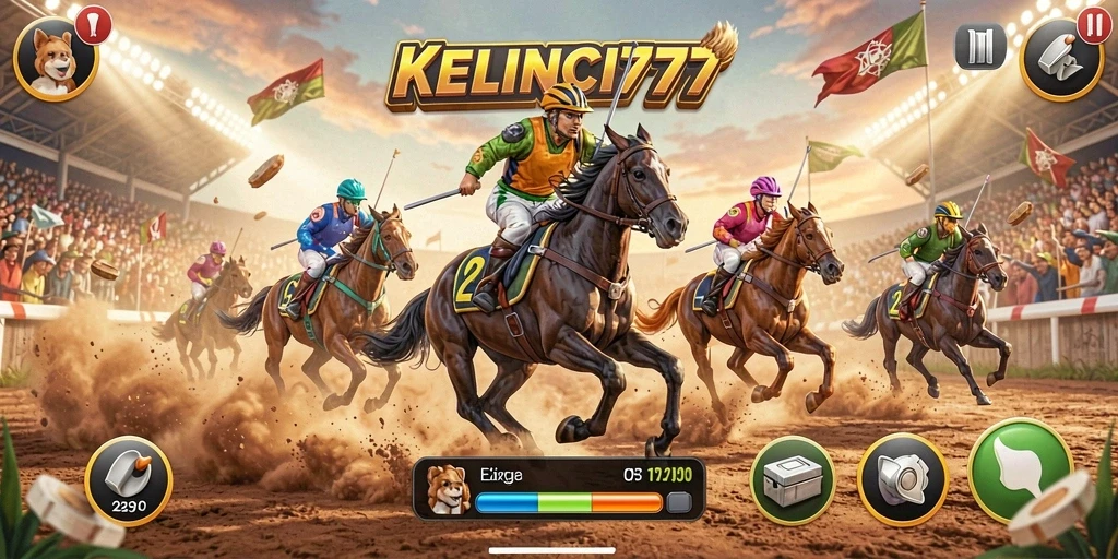 Tampilan gameplay balapan seru KELINCI777 dengan kendaraan yang menakjubkan.