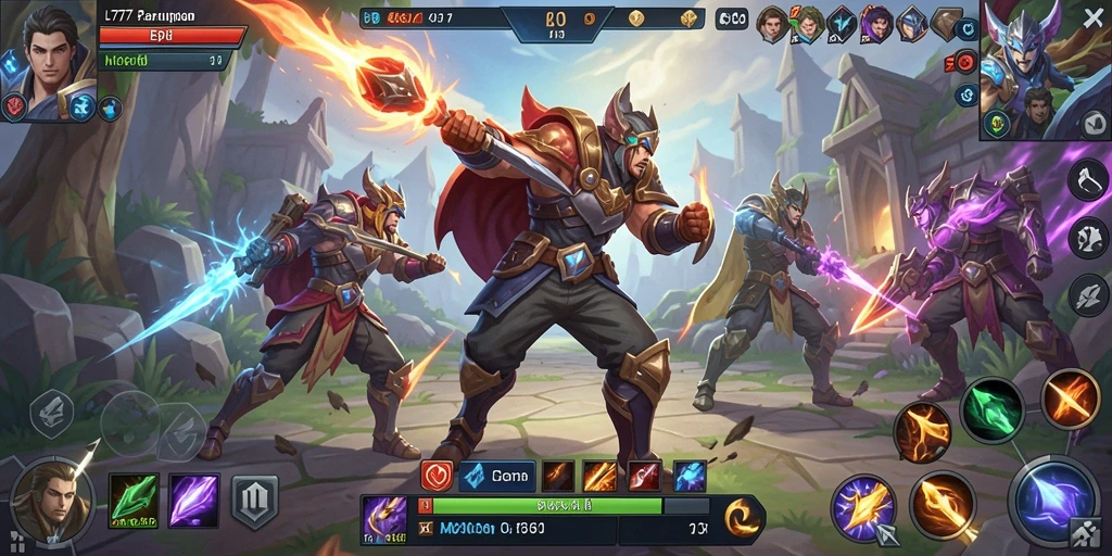 Screenshot L777 menampilkan gameplay seru dalam pertarungan MOBA.