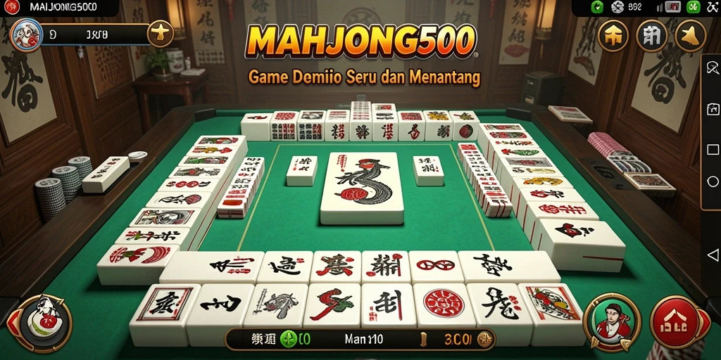 Screenshot gameplay MAHJONG500 menampilkan aksi seru permainan Domino.