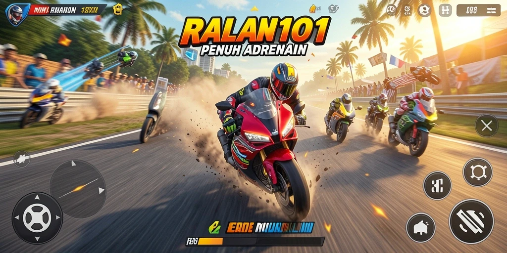 Tampilan gameplay balapan motor yang menegangkan dan penuh aksi.