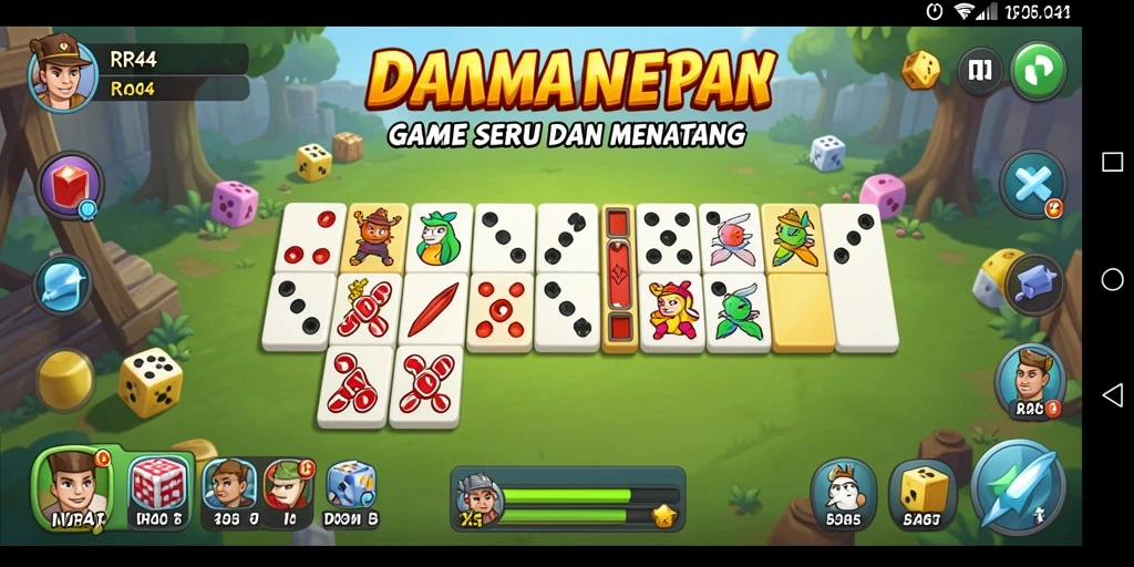Screenshot gameplay <strong>RR44</strong> menampilkan suasana permainan Domino yang menegangkan dan seru.