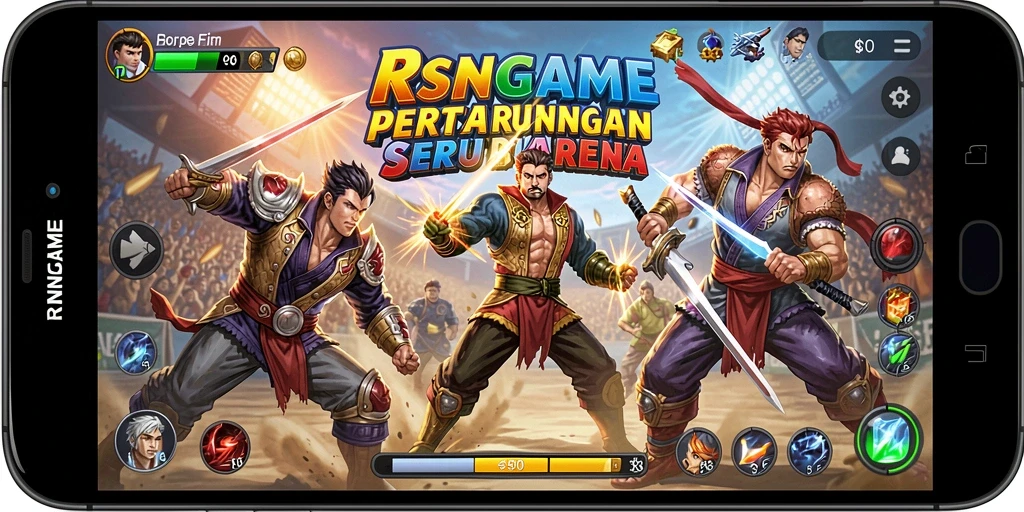 Screenshot utama RSNGAME menunjukkan aksi pertarungan yang mendebarkan.