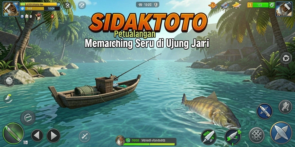 Screenshot dari gameplay memancing yang mengasyikkan di SidakToto.