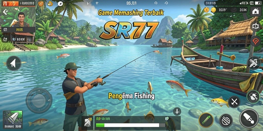 Tampilan gameplay SR777 yang menampilkan suasana memancing yang tenang.