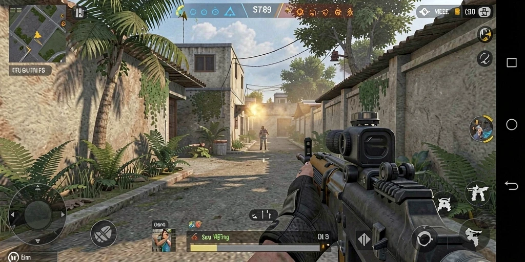 Tampilan gameplay menegangkan ST789 dengan aksi tembak-menembak seru.