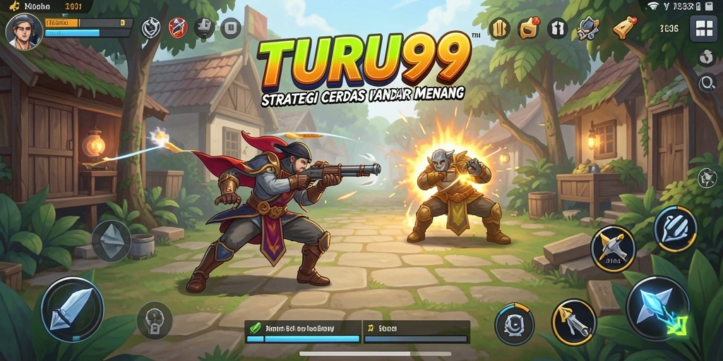 Tangkapan layar gameplay TURU99 menampilkan pertempuran strategi yang mendebarkan.